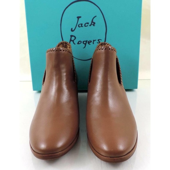Jack Rogers Sadie Low Heel Ankle Boot Booties Leather Oak Size 7.5 - Picture 7 of 10
